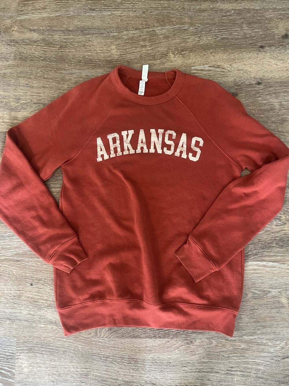 Arkansas Crewneck Sweatshirt Red Bella Canvas Fleece Pullover Size Medium